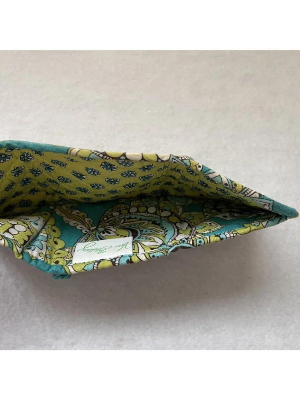 Vera Bradley Mini Trifold Wallet Peacock Turquoise Paisley Retired Pattern Y2K